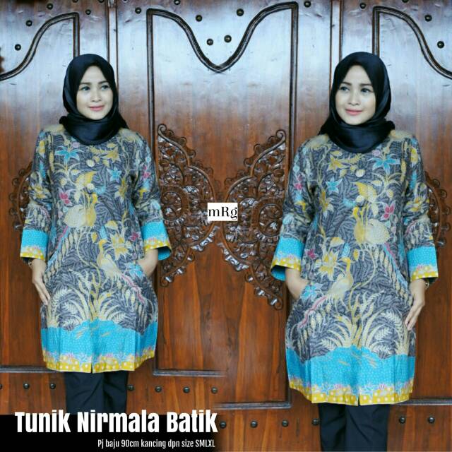 TUNIK NIRMALA BATIK|BATIK TUNIK SINARAN|BLUS BATIK ELEGAN|BATIK WARNA BIRU|BAJU BATIK WANITA