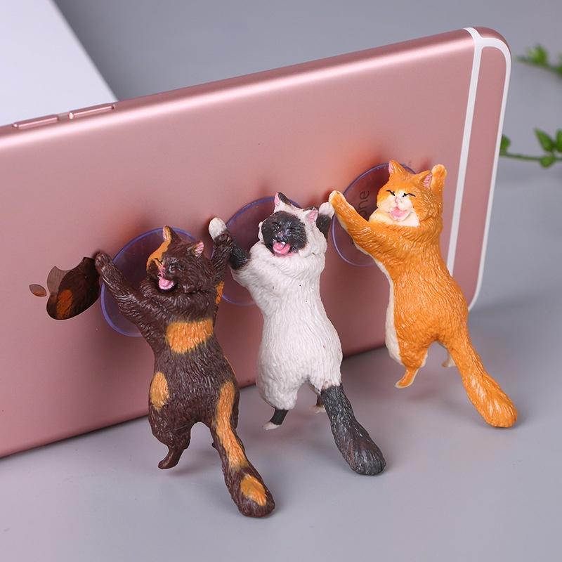 Stand Holder Smartphone Bentuk Kucing Lucu Dengan Kop Perekat