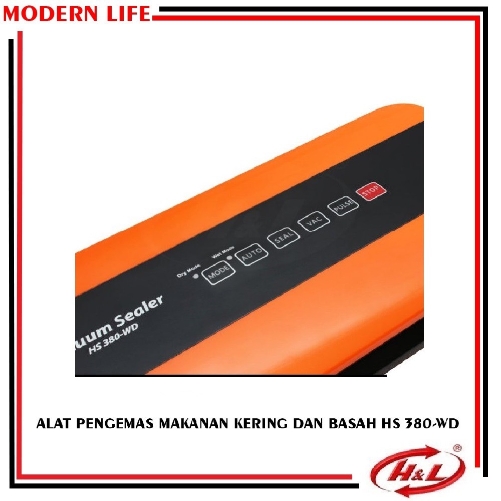 Mesin Vacum Sealer Makanan Basah Kering HNL HS-380WD Powerpack HS 380