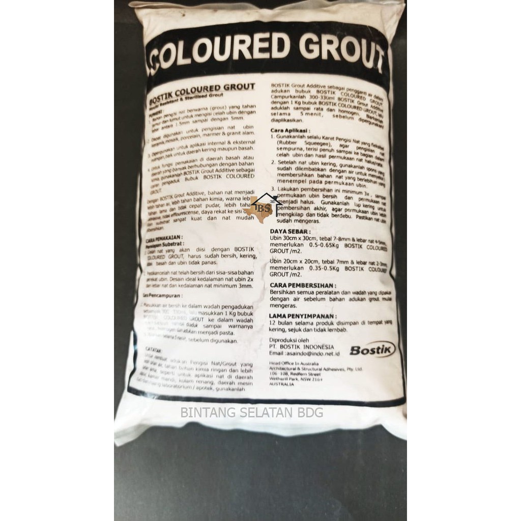 BOSTIK COLOURED GROUT PENGISI NAT KERAMIK WARNA PUTIH 1KG