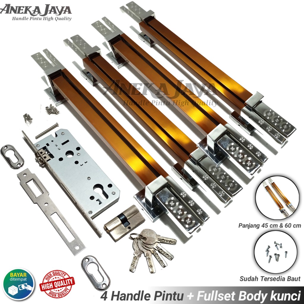 Satu 1 set Handle kunci Pintu rumah 45 cm &amp; 60 cm / Tarikan Pintu rumah / gagang pintu rumah