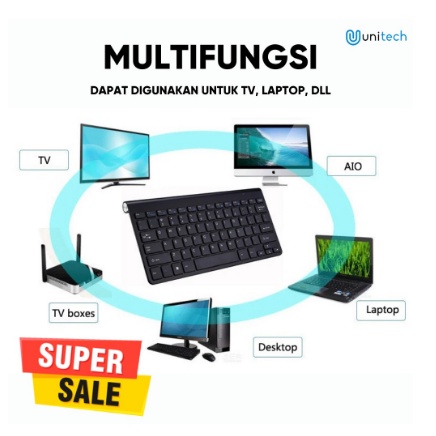 Keyboard Plus Mouse Wireless Unitech UC1 Slim Super Silent Desain Ultrathin Elegan