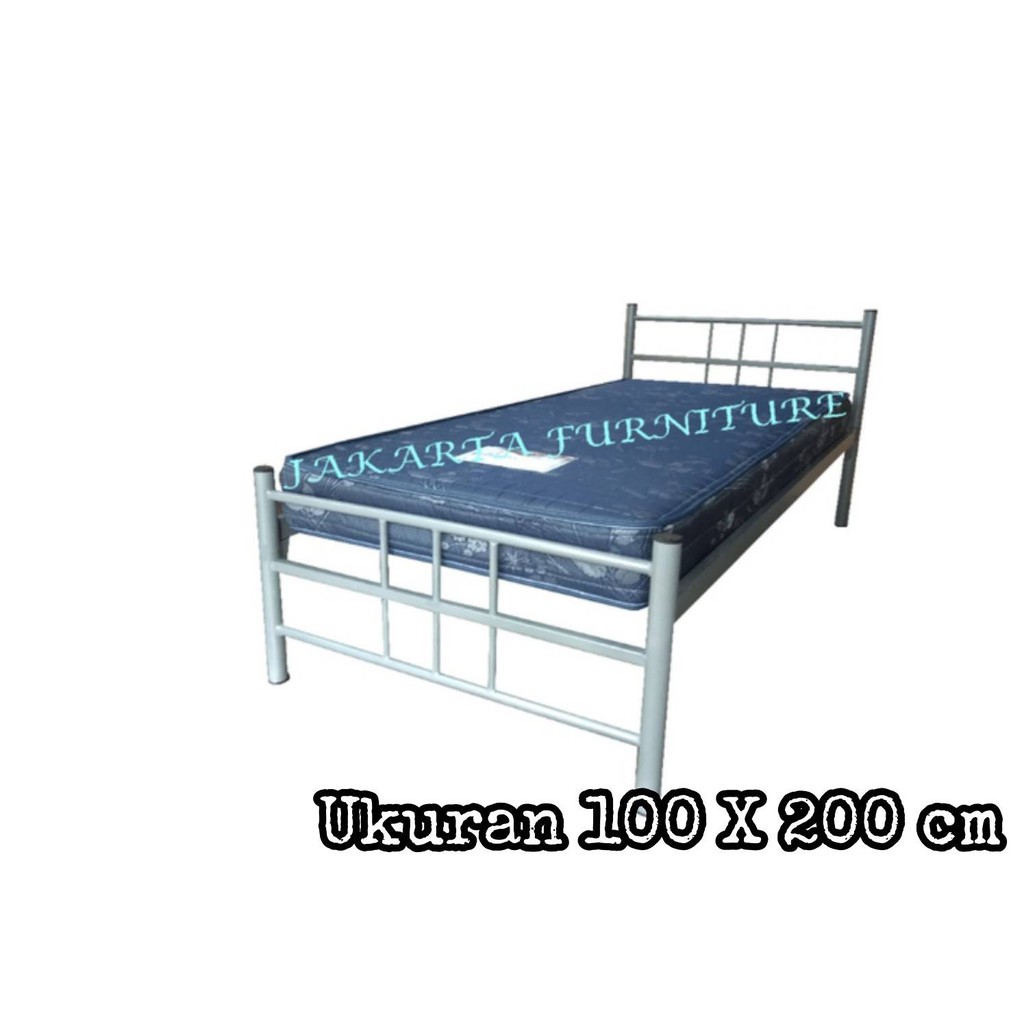 Ranjang Single Besi / Metal Ukuran Kasur 100 x 200 cm