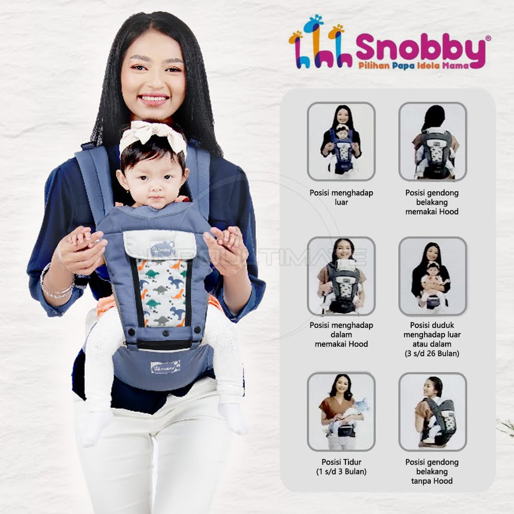 Gendongan Hipseat + Penutup Kepala Bayi Baby Carrier SNOBBY BY-554