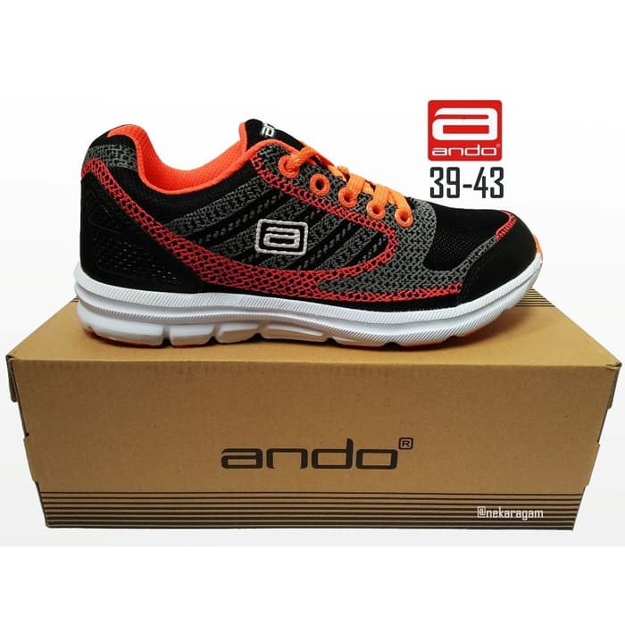 Terlaris {arc} SEPATU SPORT RINGAN ANDO MARATHON HITAM ORANGE SEPATU OLAHRAGA RUNNING
