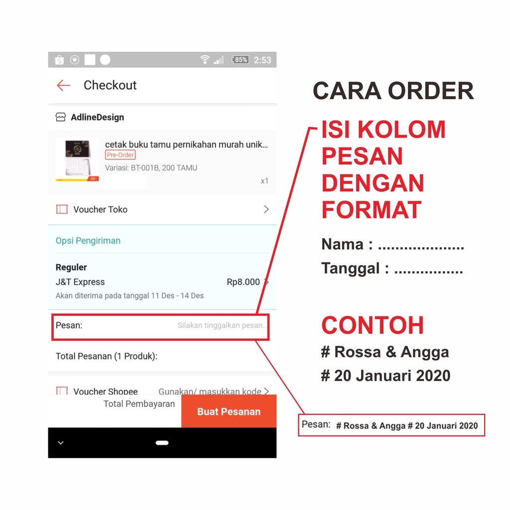 cetak buku tamu pernikahan murah unik custom nama | seri 4