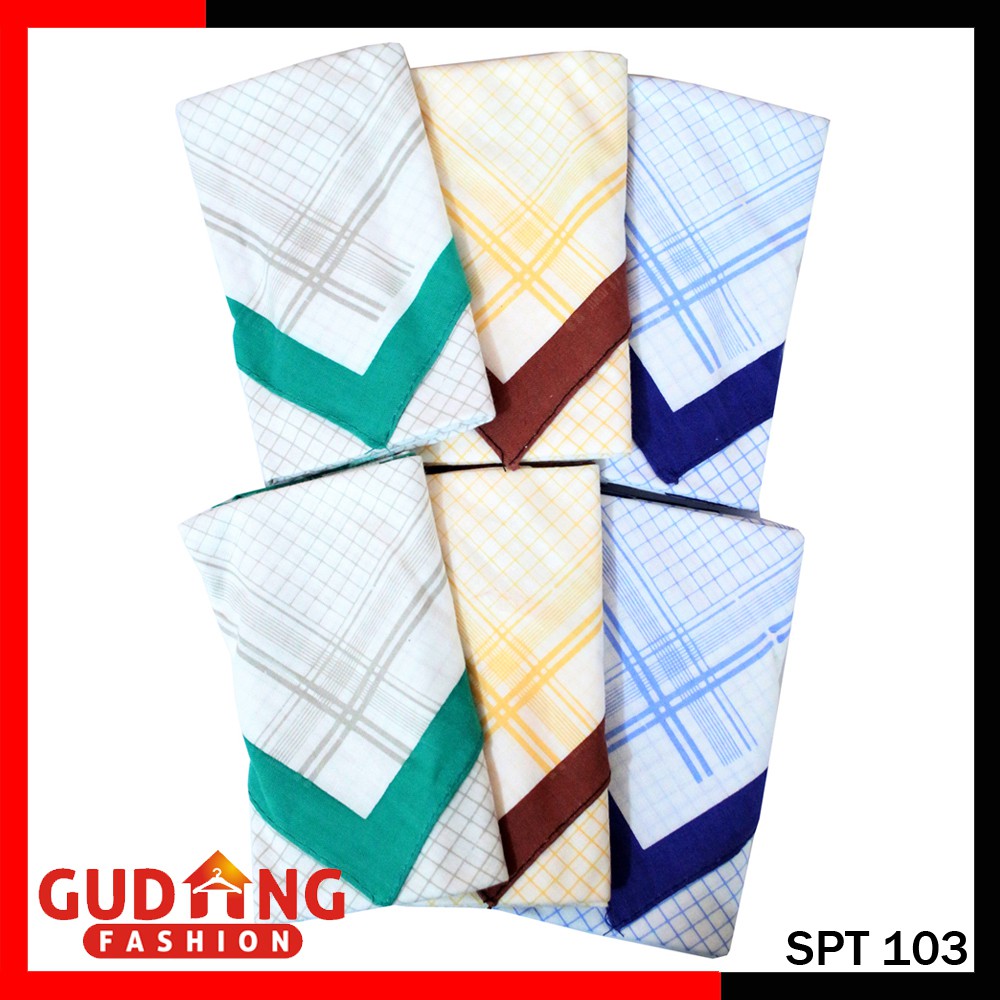 Sapu Tangan Pria / Saputangan Pria Katun / Handkerchief - Isi 6 / Free Kotak (SPT)