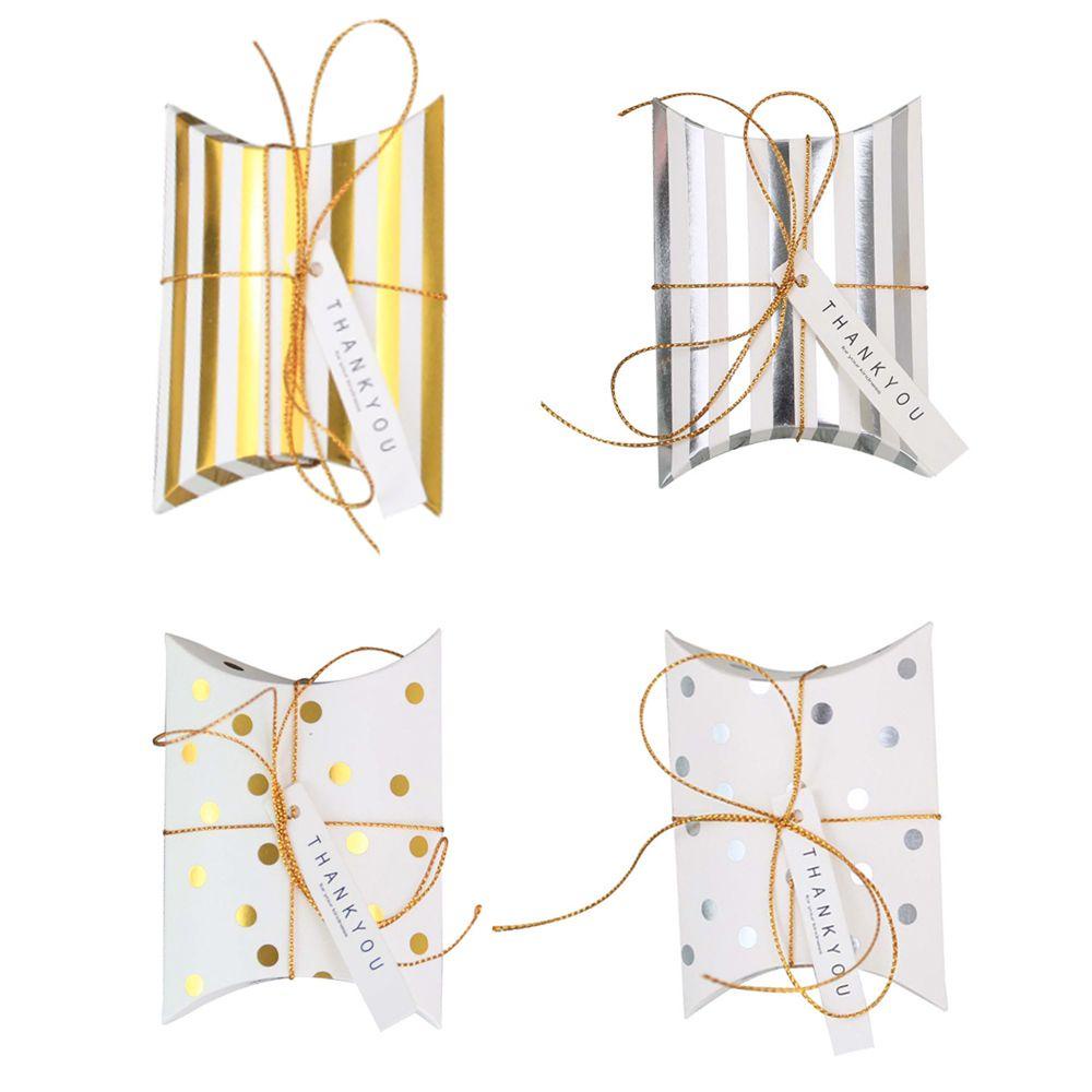 Mxbeauty Candy Box Papery DIY Dengan Bentuk Bantal Benang Emas Hang Tag Gift Box