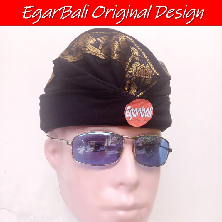 EgarBali udeng bali hitam tepi ukiran emas
