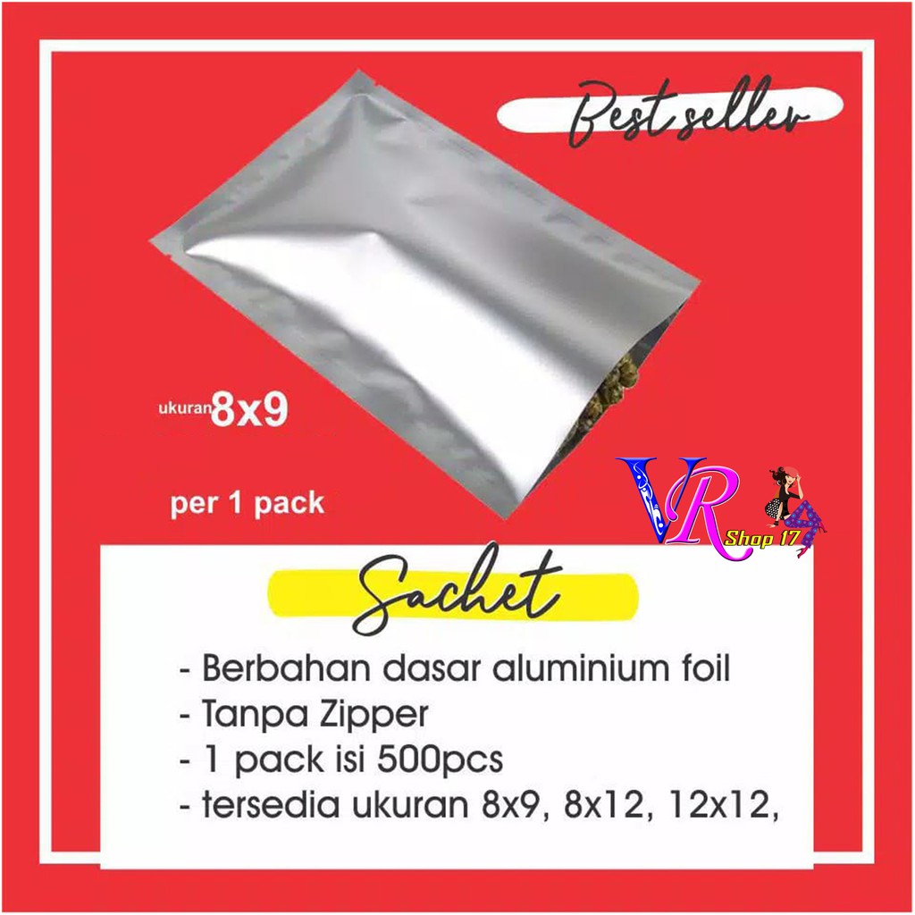 Sachet Full Foil Silver 8x9 / sachet 8 x 9 / kpack | isi 50pcs