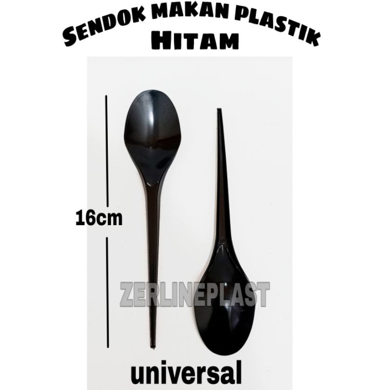 Sendok Makan Panjang HITAM (UNIVERSAL) @25pcs