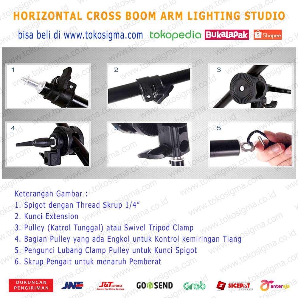 BOOM ARM CROSS HORIZONTAL BRACKET PULLEY OVER HEAD LIGHT FOTO STUDIO