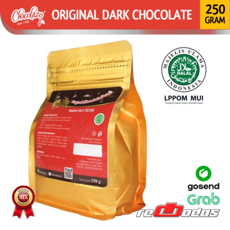 

CHOCOLAZO Original Dark Chocolate Drink Minuman Coklat Bubuk Siap Seduh Tanpa Pengawet dengan Gula Asli