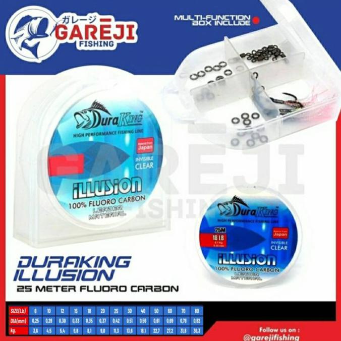 Kualitas Terbaik] Senar Pancing Leader Duraking Illusion Fluorocarbon 25M - 8Lb