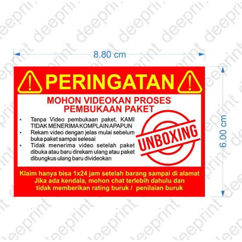 

Stiker label pengingat buka paket