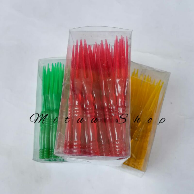 Garpu Kue Mini/Garpu Kue Warna/Garpu Buah/Garpu Kue Ultah/Garpu Plastik/Garpu Kue Bening