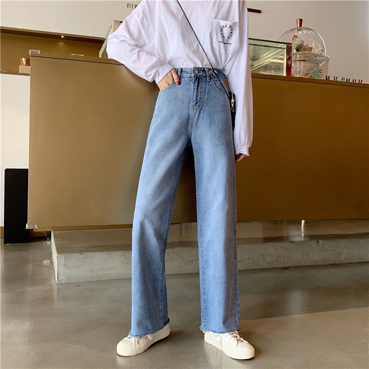 Celana Panjang Boyfriend Jeans Wanita Highwaist Biru Rawis Jeans