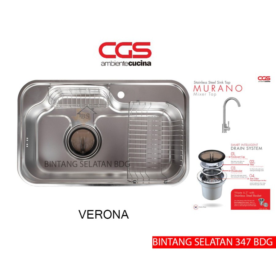 CGS KITCHEN SINK/ BAK CUCI PIRING CGS VERONA STAINLESS STEEL FULLSET