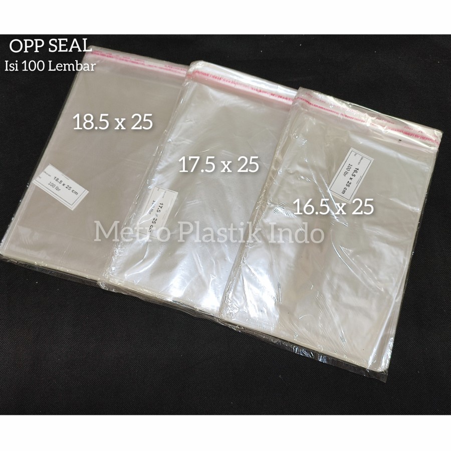 

Plastik OPP 16.5 x 25 / 17.5 x 25 / 18.5 x 25 / Seal Bening @100lembar