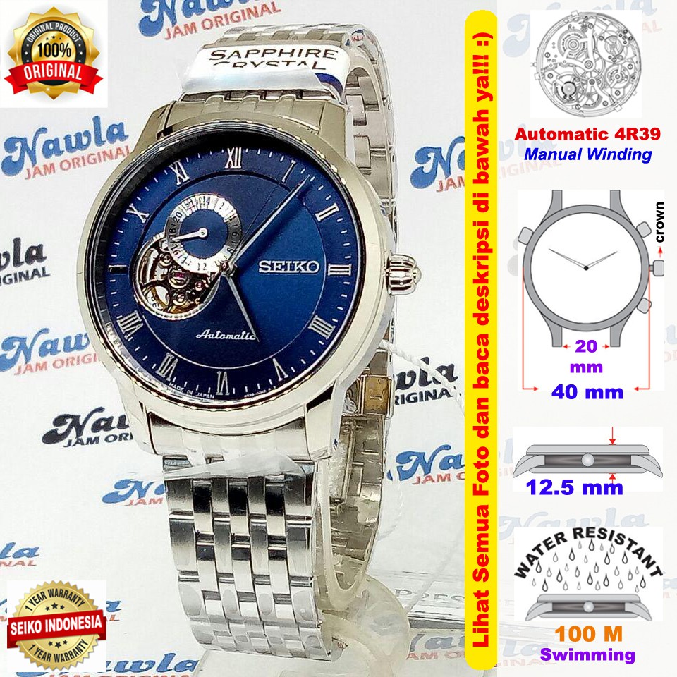 Seiko Presage SSA269J1 Sapphire Blue Open Heart - Jam Tangan Pria SSA269