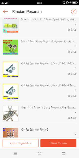 X20 Set Baut Mur Ring M3 - M4