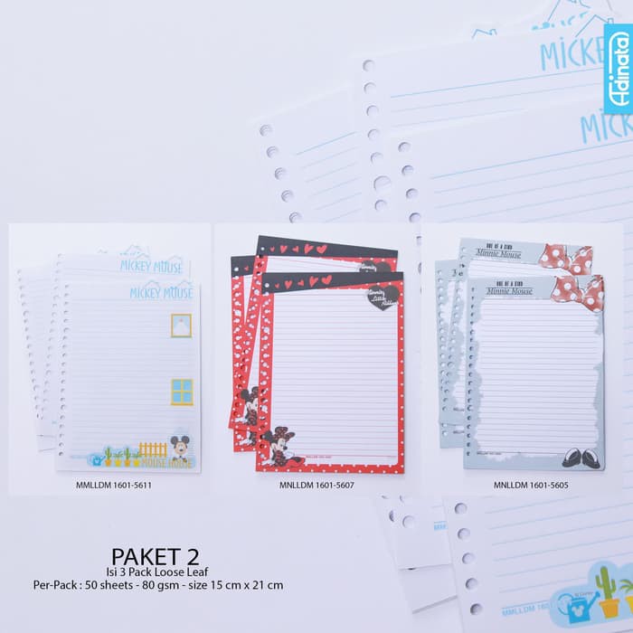 

Kertas Note - Isi Kertas Binder - Kertas File Paket A Mickey Minnie Loose Leaf M Adinata (Isi 3