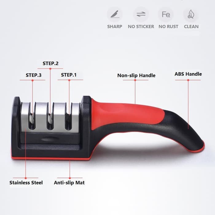 ORIGINAL Alat Pengasah Pisau Swifty Sharp Knife Sharpener Asahan Manual Efektif 3 STEP