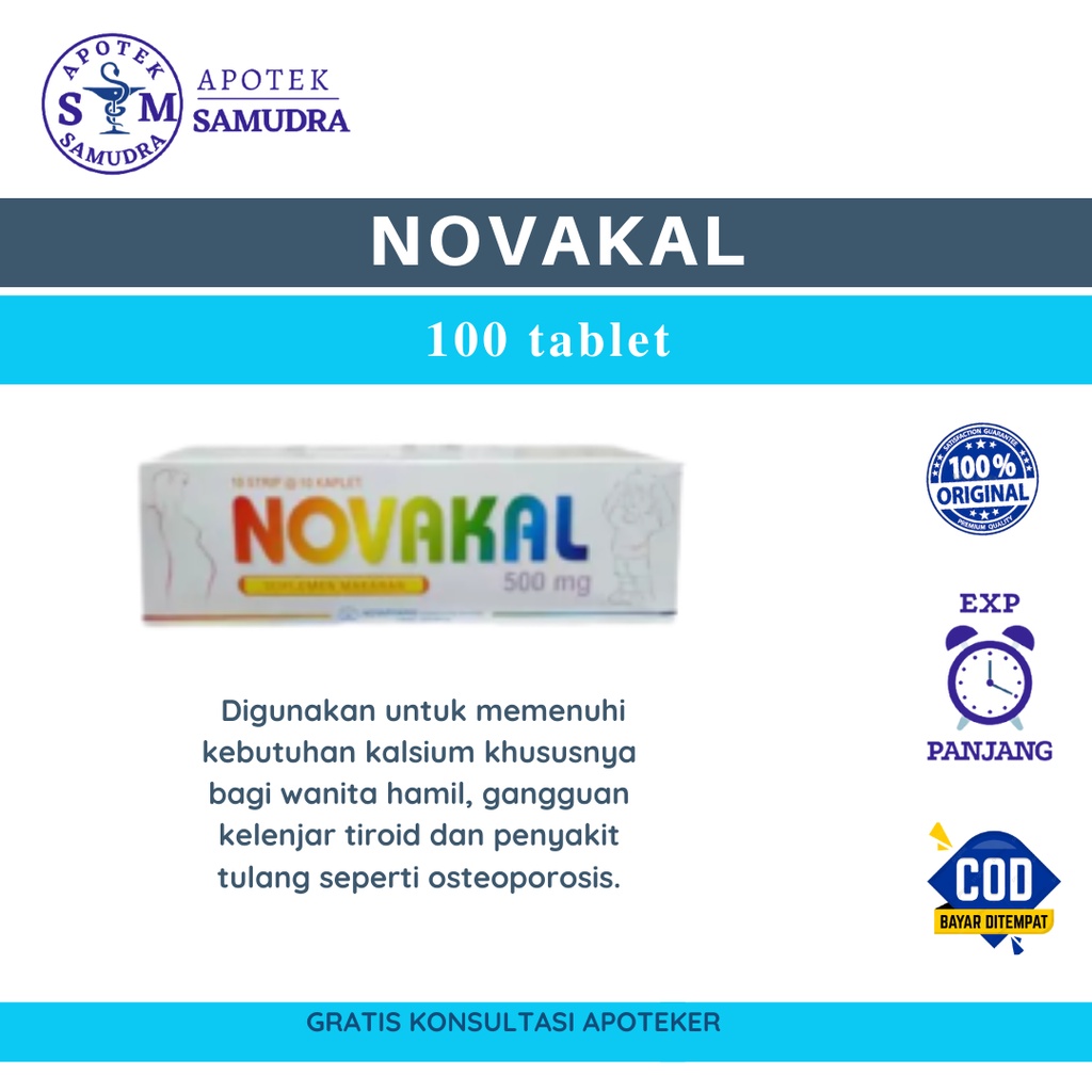 NOVAKALK Kaplet - Box isi 100 Kaplet (vitamin kalsium vitamin untuk tulang vitamin tulang dan gigi v