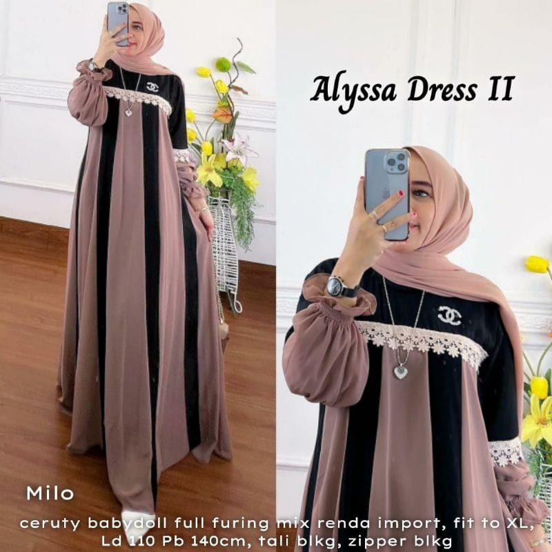 DRESS MUSLIM, baju wanita, baju gamis, dress, gamis, Baju gamis, fashion wanita, Alyssa Dress2