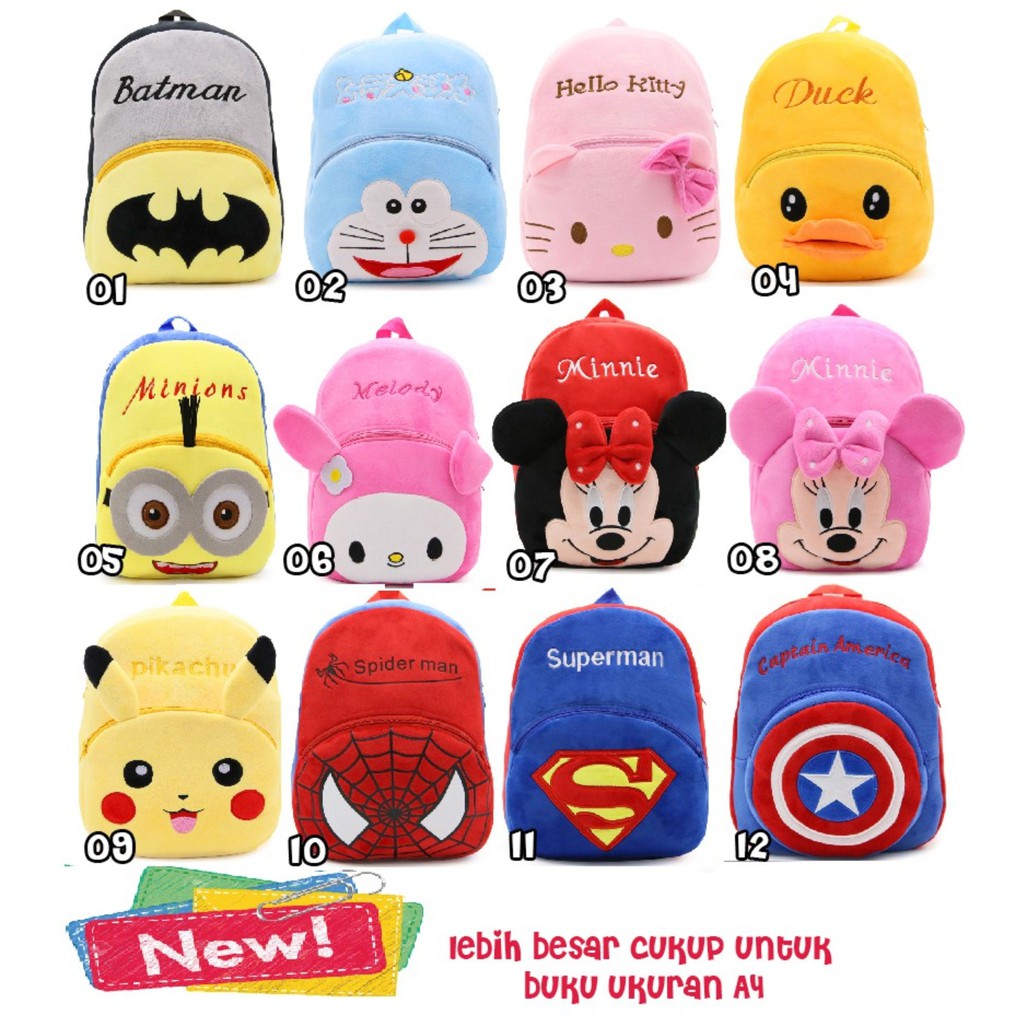 Tas Ransel Anak SD Motif Karakter Ukuran Besar