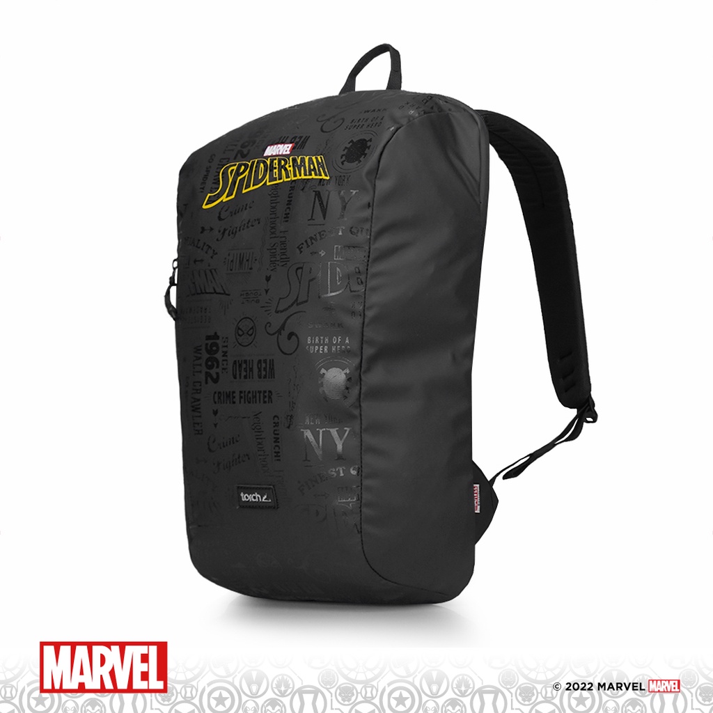 TORCH Depok Spider-Man 1 Yellow Typography Backpack Kazo 19 Liter Black