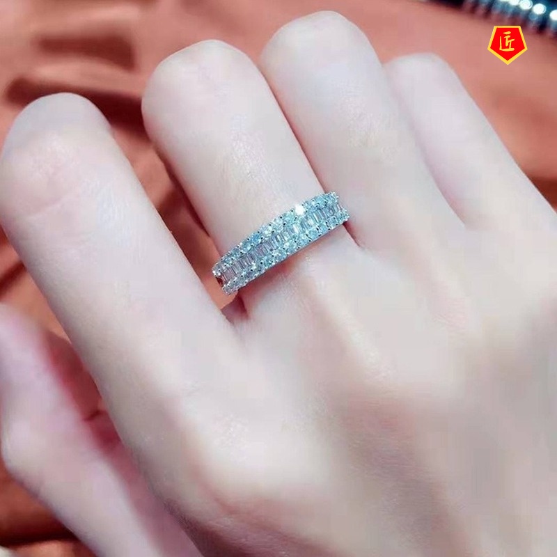 [Ready Stock]Simple Personality Single Row Full Diamond Ring