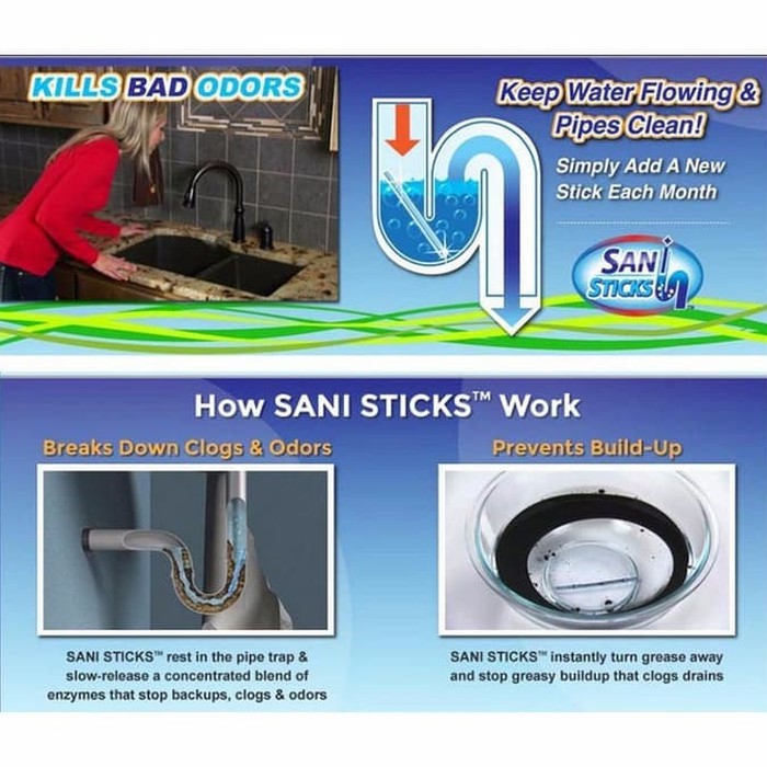 Sani Stick Drain Pembersih Pewangi Wastafel Saluran Air Mampet Toilet WARNA RANDOM