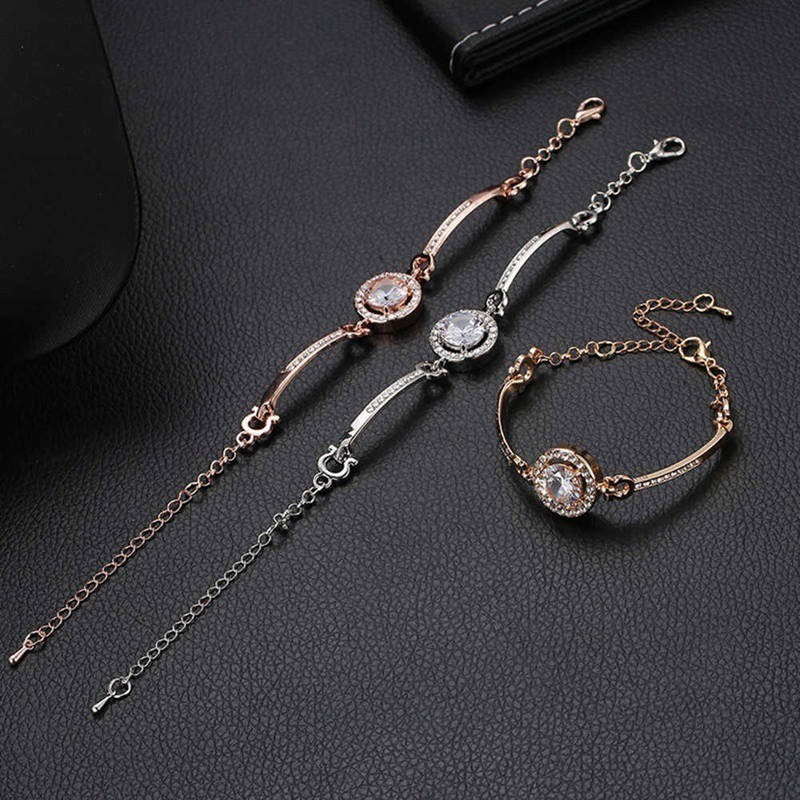 Gelang Rantai Lapis Emas / Silver dengan Berlian Imitasi Individual Elegan untuk Wanita