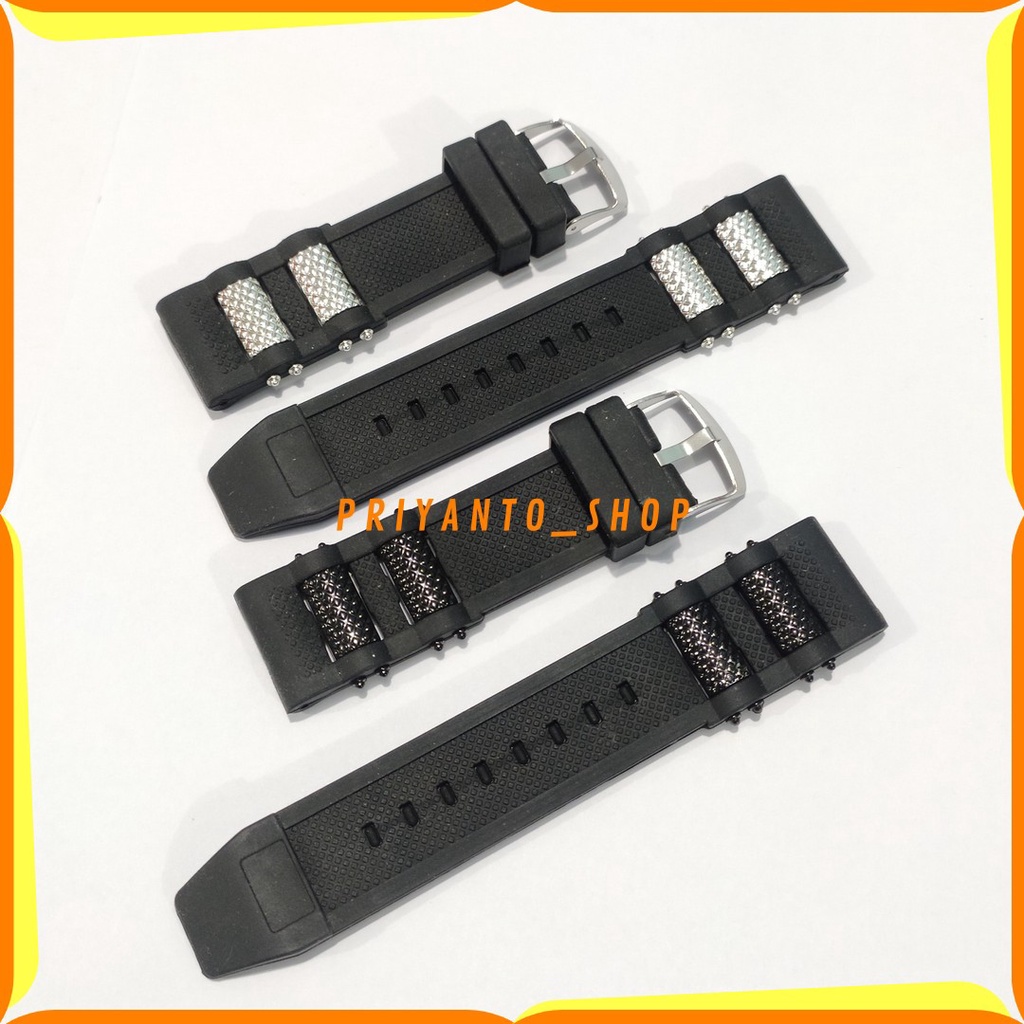 Tali karet Jam Tangan 24mm Rubber Strap Watch Bend Fashion Hitam 24mm Mantull Bagus