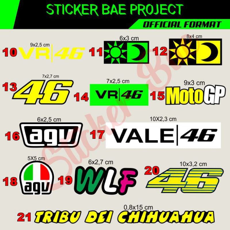 STICKER VALENTINO ROOSSI LENGKAP