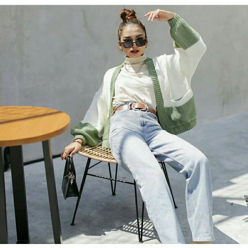 YOONA TWO TONE KNITE CARDY