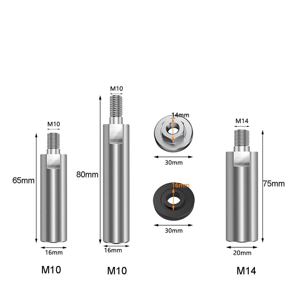 Quinton M10 Adapter Drat M10/M14 Besi Untuk Rotary Poles Sambungan Gerinda Extension Shaft Tahan Lama Berkualitas