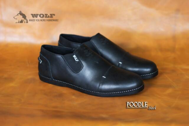 SEPATU SLIP ON FULL KULIT ASLI WOLF POODLE ORIGINAL