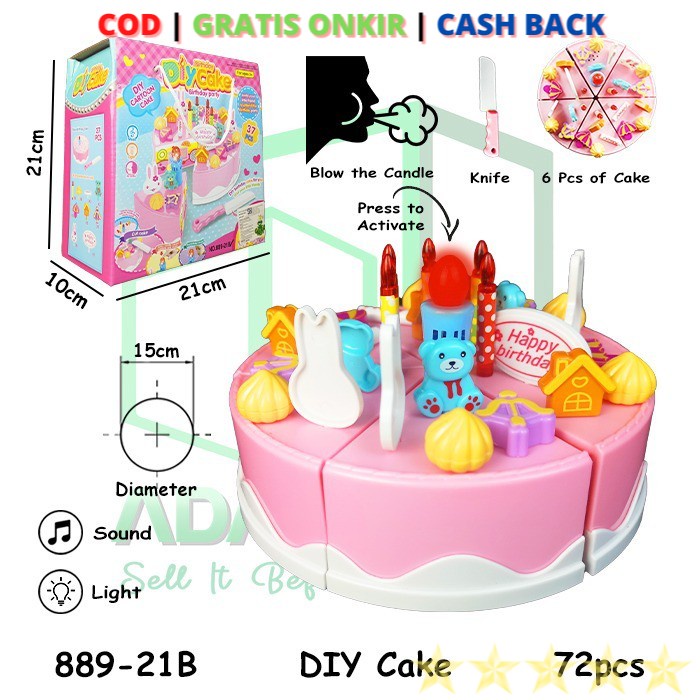 

PROMO MURAH Kue Ulang Tahun Potong Mainan Anak Perempuan Birthday Cake Music Musik Tiup Lilin Bernyanyi Sistar