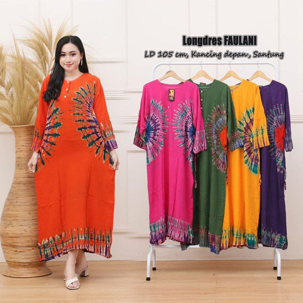 LONGDRESS FAULANI HOME DRESS KANCING DEPAN LENGAN PANJANG BUSUI BUMIL