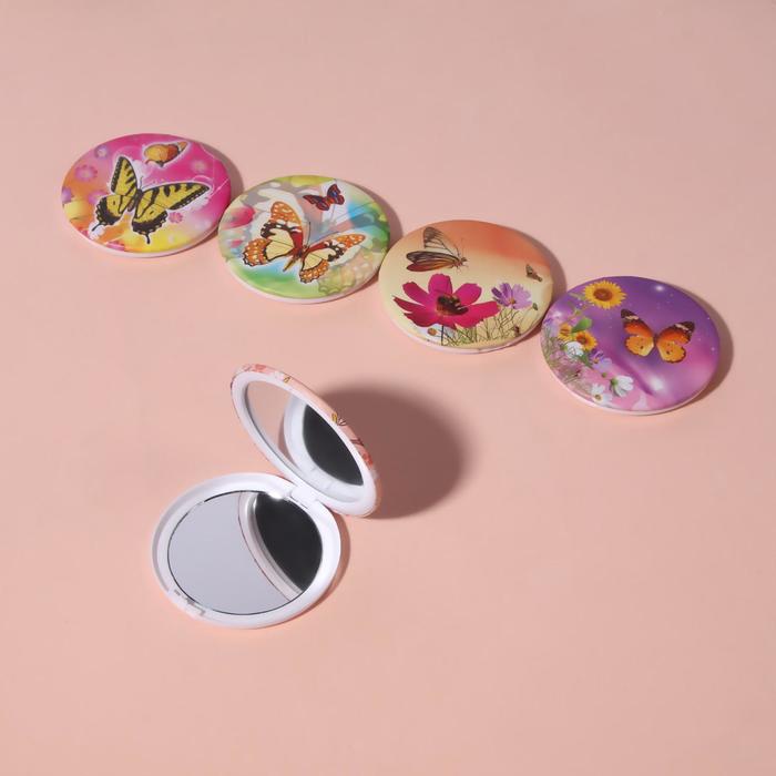 Cermin Rias Lipat Dua Sisi Diameter 7.5cm Kaca Makeup Bulat Portable Double Sided Compact Mirror-4