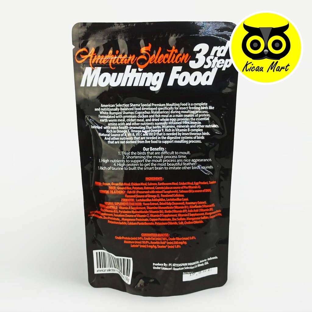 MOULTING AMS 3 STEP MOULTING FOOD 3 RD STEP AMERICAN SELECTION PAKAN VOER PUR BURUNG MURAI BATU MABUNG NGURAK MAKANAN MURAI BATU MOULTING FOOD 3 STEP GURAHBH1