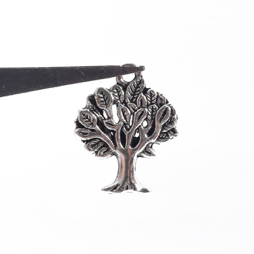 10-30 Pcs 5 Ukuran Charms Life Dreaming Trees Bentuk Bulat Kotak Lapis Silver Untuk Gelang Kalung