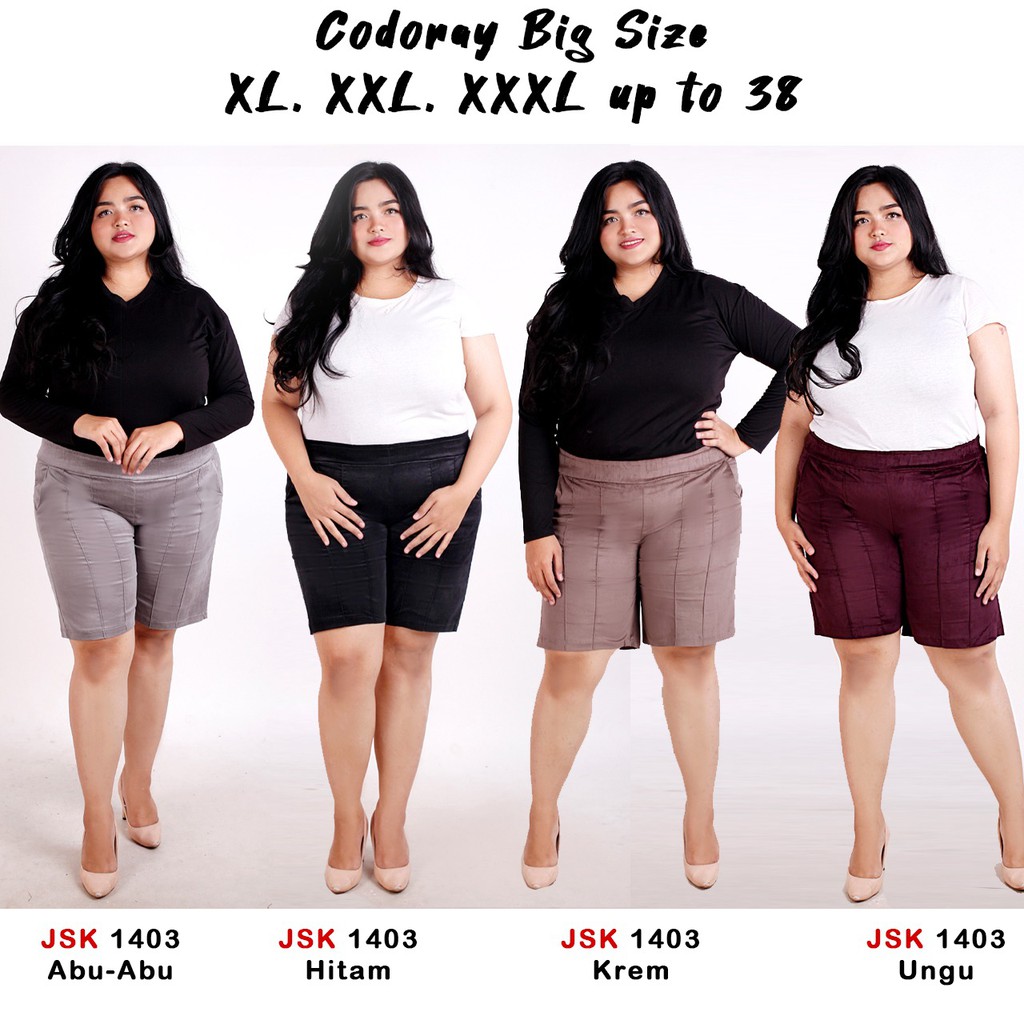 Celana Pendek Wanita BIGSIZE JSK Celana Bahan Jumbo Celana Pendek Wanita BIGSIZE JSK Celana Bahan Jumbo
