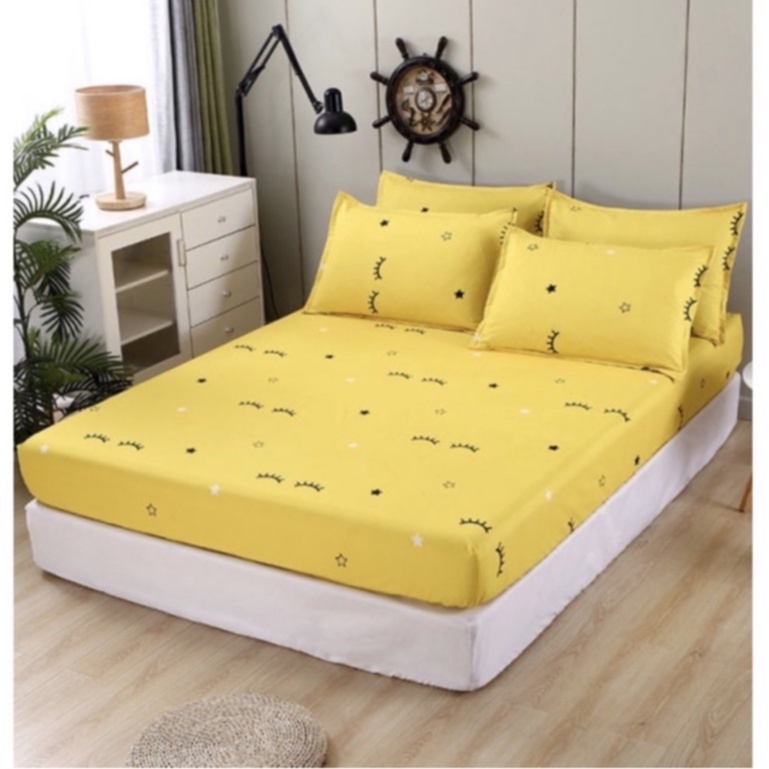 SPREI WATERPROOF UKURAN 180X200X25cm / SPREI ANTI AIR-Kuning Biasa 160x200
