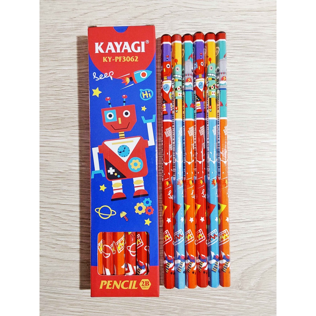 

(PAK) Pensil Kayagi 2B KY-PF3062 / Kayagi Motif Robot / 2B 1 Box 12 Pcs