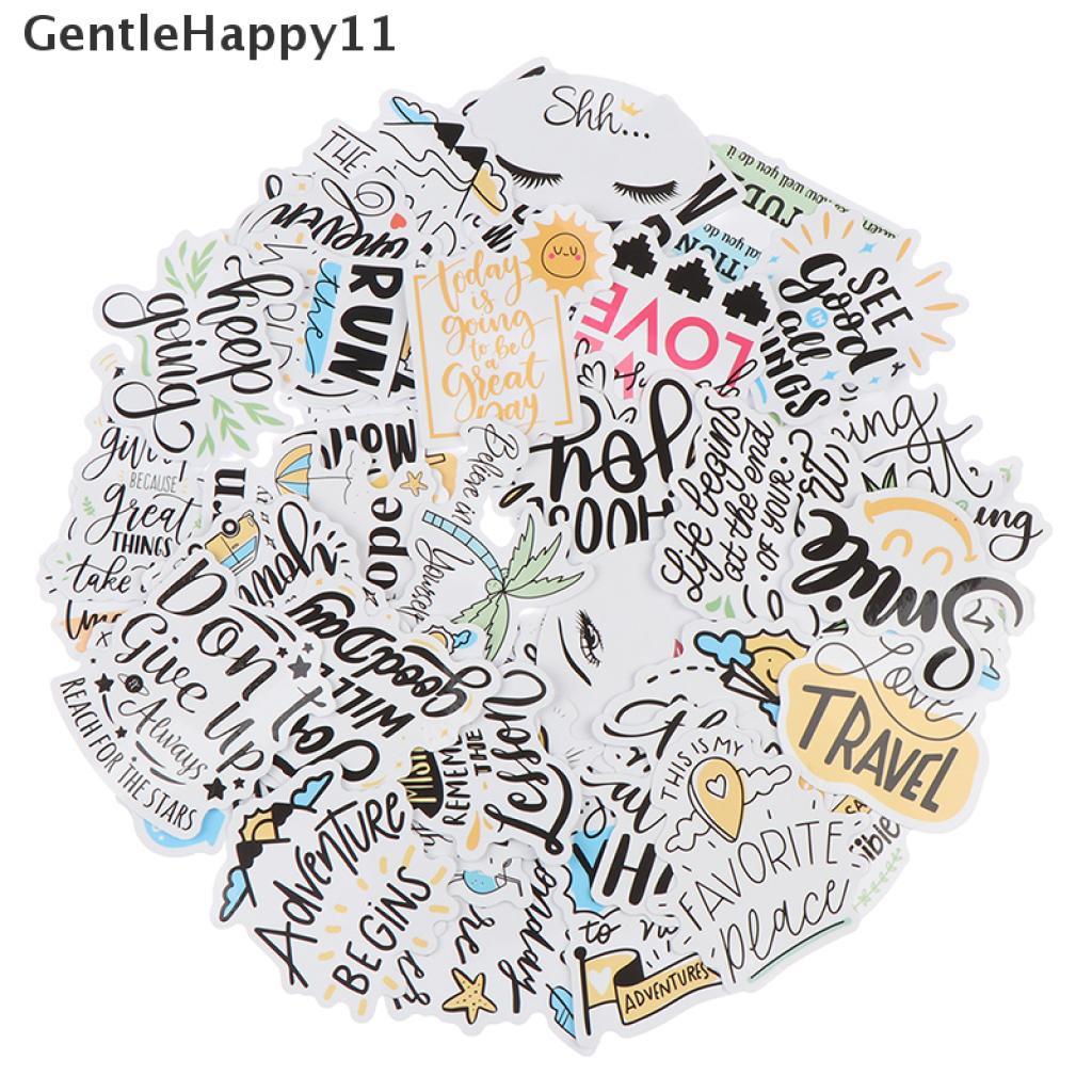 Gentlehappy 50Pcs / Set Stiker Motif Tulisan Motivasi Anti Air Untuk Dekorasi Laptop / Skateboard Diy