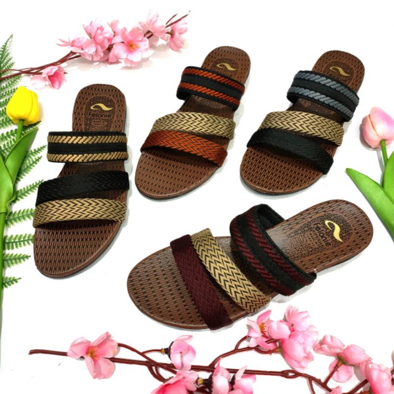 sandal wanita murah ban 3 garis Felonie SD 01. sandal turki rajut terbaru...!