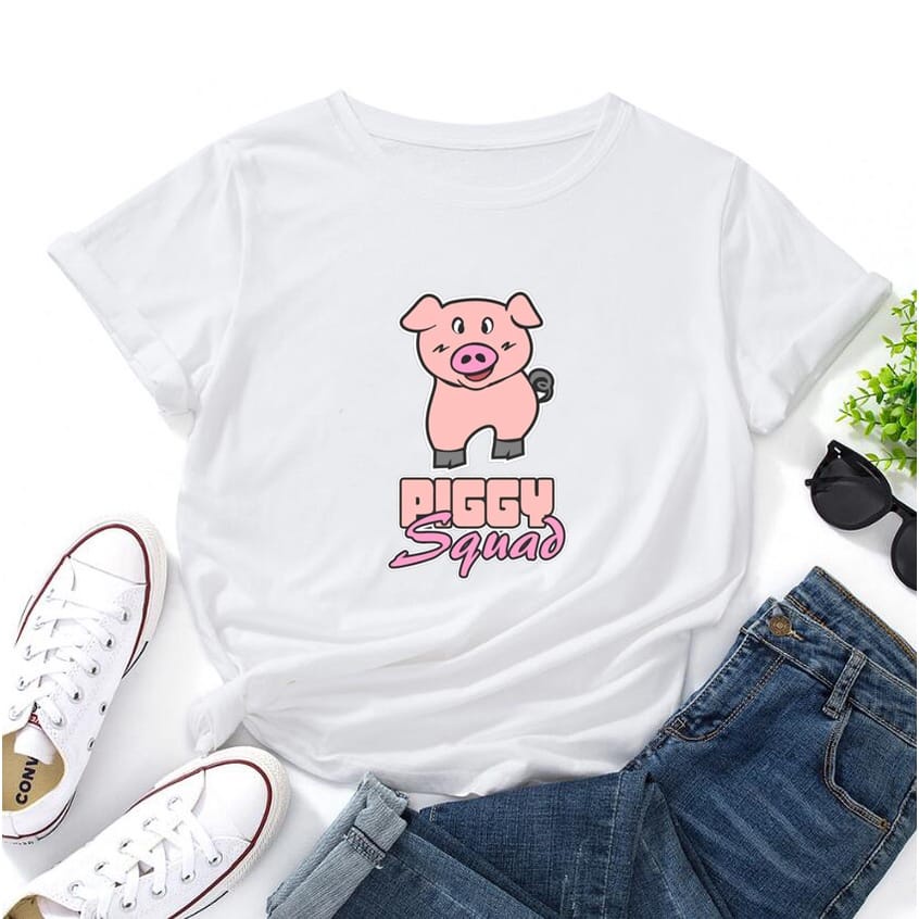 MYSTIQUE.ID-BAJU KAOS PIGGY T-SHIRT LUCU DAN AESTHETIC